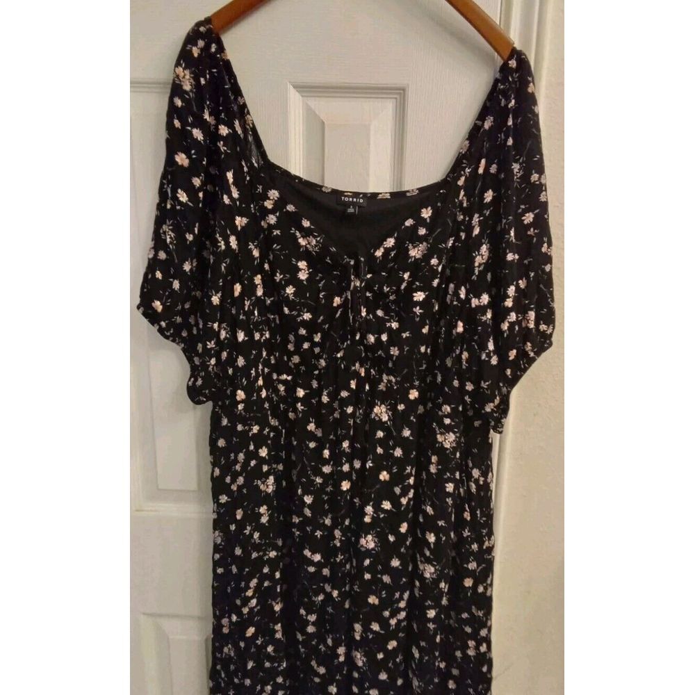 Torrid Ditsy Floral Crinkled Gauze Puff Sleeve Peasant Dress‎ Women's 3